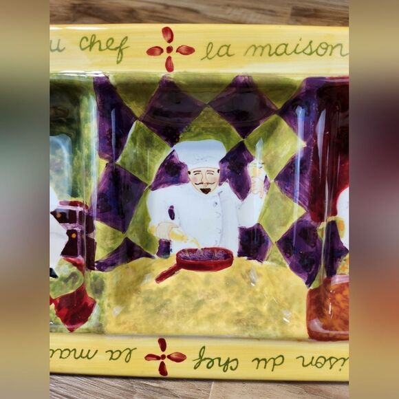 💜Certified International Yellow "Fat Chef" 4 Part Relish Serving Tray - Picture 6 of 12